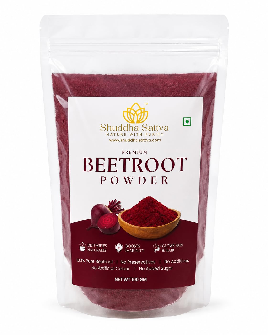 Shuddha Sattva Beetroot Powder - Pure Dried Beetroot | 100g | No Additives | No Preservatives | For Drinking, Smoothies | LAB tested-image-17