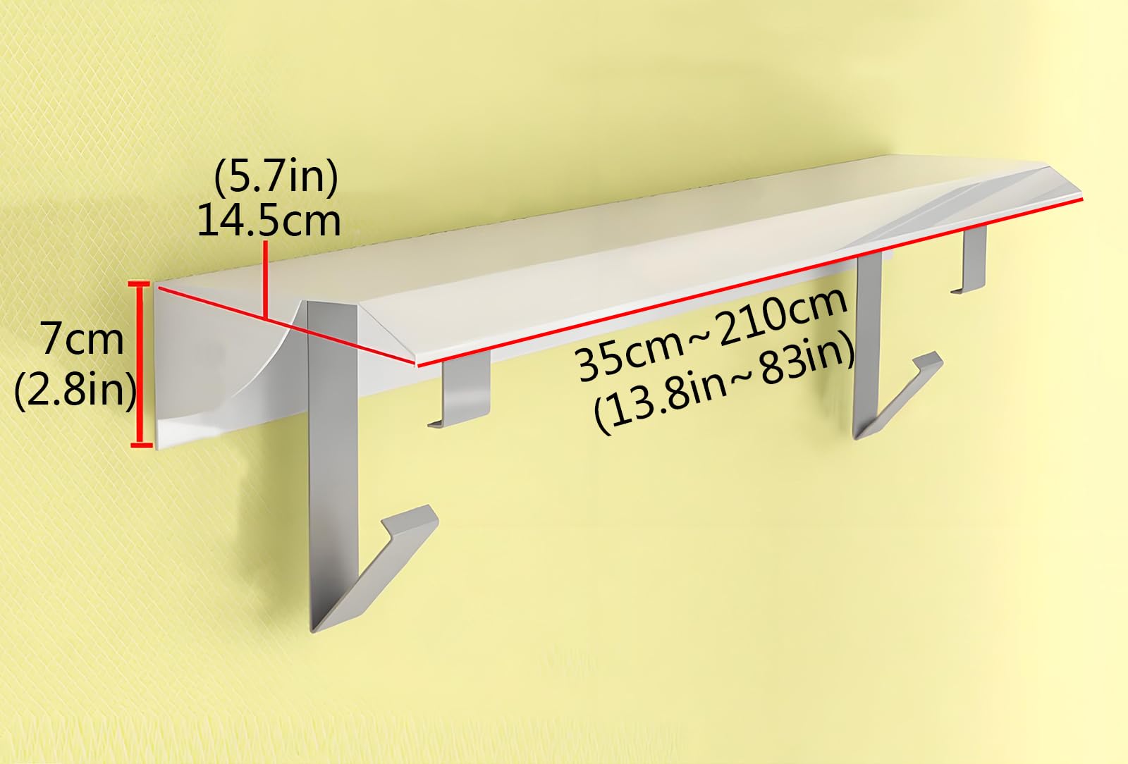 Heizungsregal Ohne Bohren - Weißes Heizkörperregal aus Aluminiumlegierung, 20kg Tragkraft, Schutz der Wände(Size:50cm)