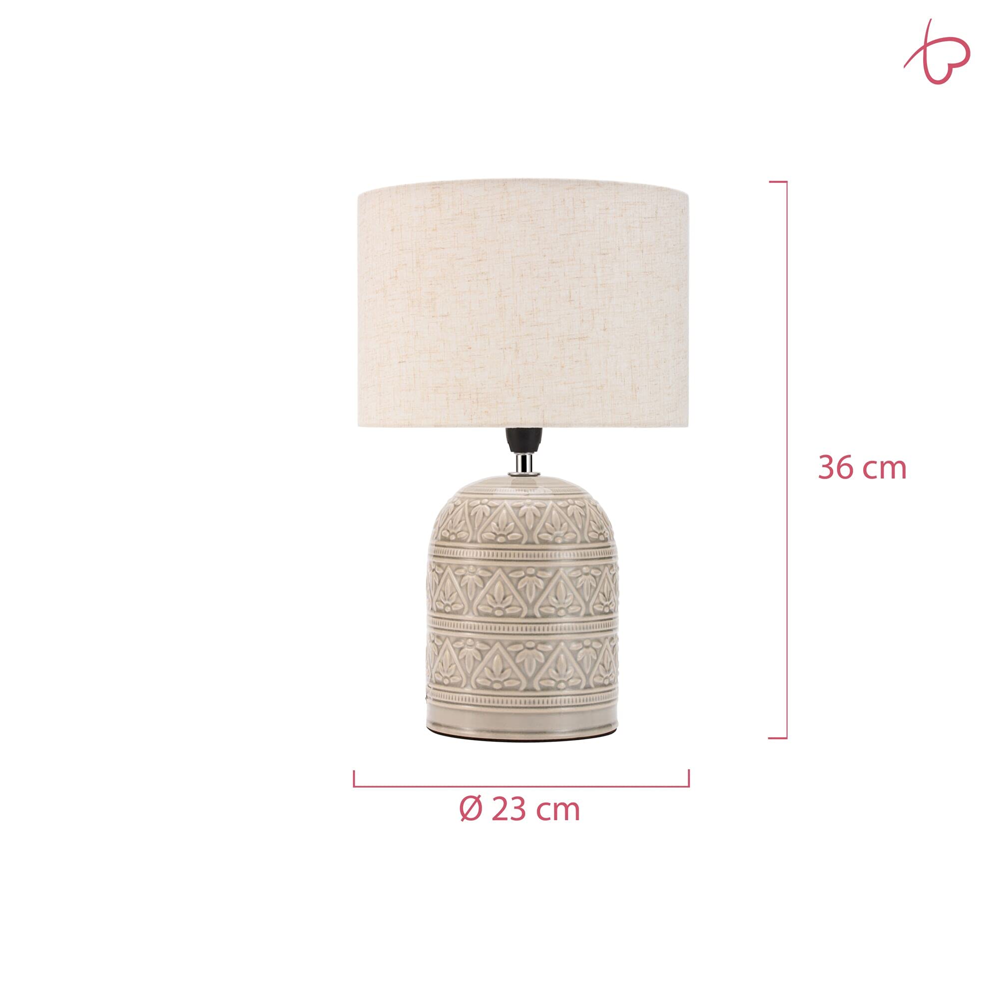 Lampa stołowa Pauleen 48223 Tender Pearl maks. 20 W wykonana ręcznie beżowy lampka nocna w stylu boho z tkaniny, ceramika E14