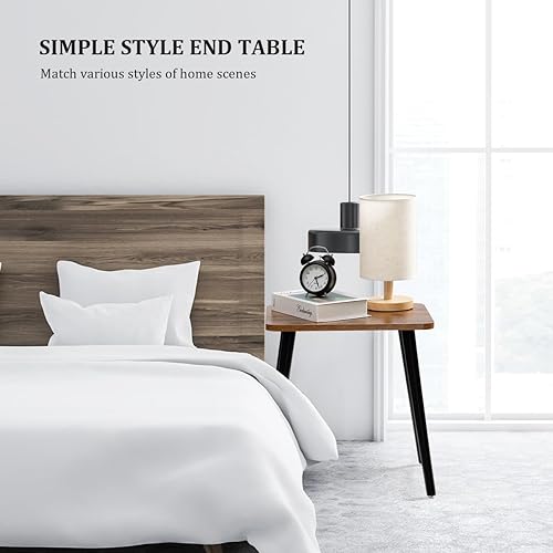 Miniatura 6 de FORAOFUR Mesa auxiliar, mesa auxiliar pequeña rectangular de madera, pequeña mesa decorativa para sala de estar, dormitorio y balcón, mesas