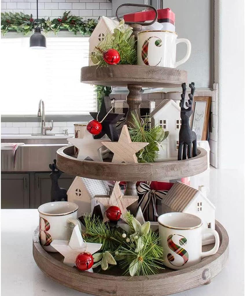 3 Tier Wooden Tiered Serving Tray Cupcake Tower Creative European-Style Dessert Cookie Candy Buffet Holder for Fruit Display Holder Platter(Light Color,3 Tier)