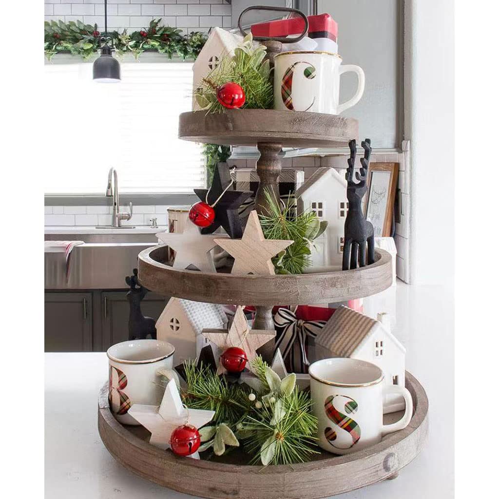 Alzata per Dolci a 3 Piani, in Legno, a più Livelli, per servire Cupcake, Torre Creativa in Stile Europeo, per Dessert, Biscotti, Caramelle, Buffet, Frutta (Colore Scuro, 3 Livelli)