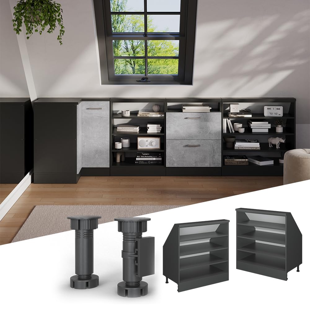 Vicco Meuble de Rangement sous Pente Rion, Anthracite/Anthracite, L80 x P46 cm avec 4 Compartiments, Gain de Place pour Les pièces mansardées