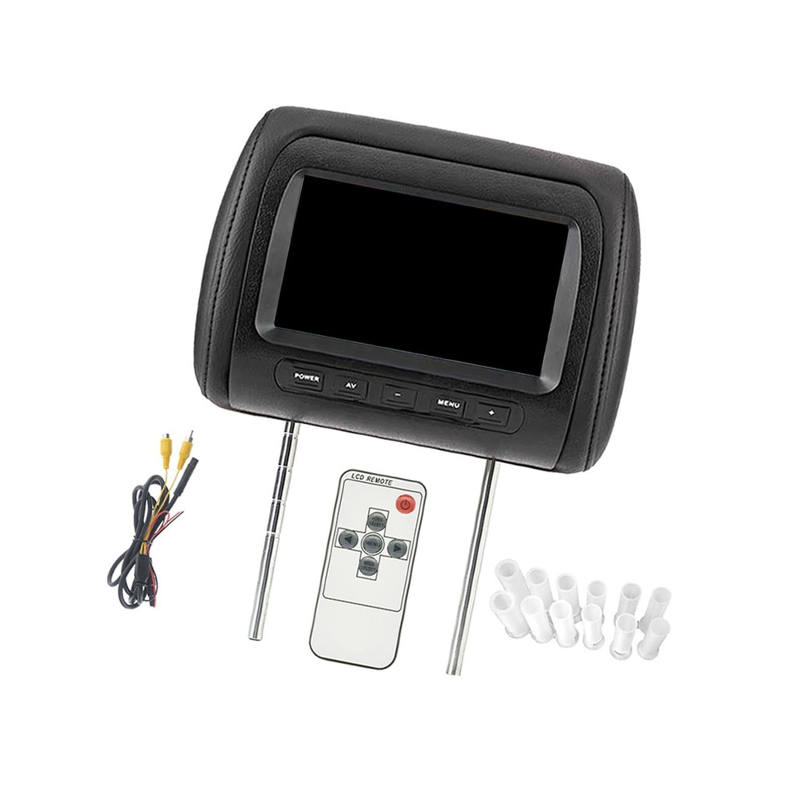 Generic Moniteur d'appui-tête de voiture avec double entrée vidéo 12 V CC Noir