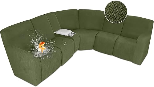 ALIECOM Fundas 100% impermeables para sofá seccional reclinable en forma de L, funda elástica para sofá seccional reclinable de esquina, protector