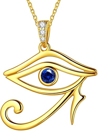 Jewmon Egyptian Eye of Horus Necklace for Women 925 Sterling Silver Blue Eye Pendant Necklace Horus Eye of Ra Necklace Ancient Egyptian Jewelry for