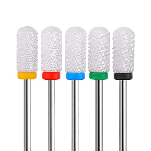 Fantexy Ceramic Nail Drill Bits Set,3/32'' (2.35mm) Professional Cylindrical Ceramic