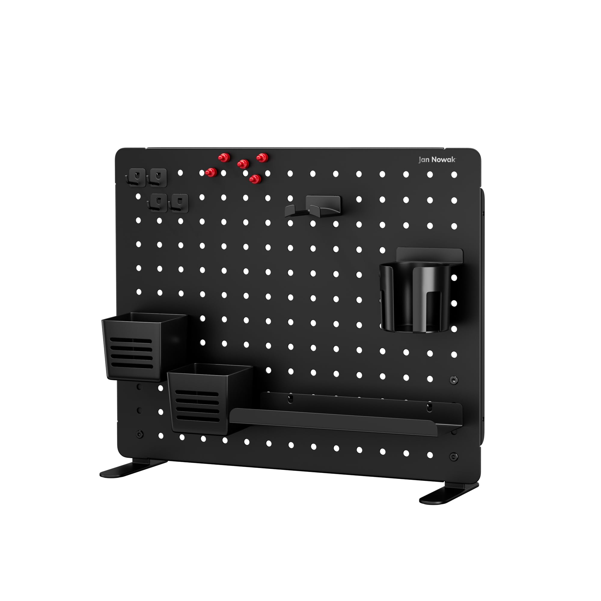 Jan Nowak pannello forato da scrivania in metallo 51,5 x 42 x 1,3 cm pegboard organizer ufficio con mensola portapenne ganci magneti sistema modulare