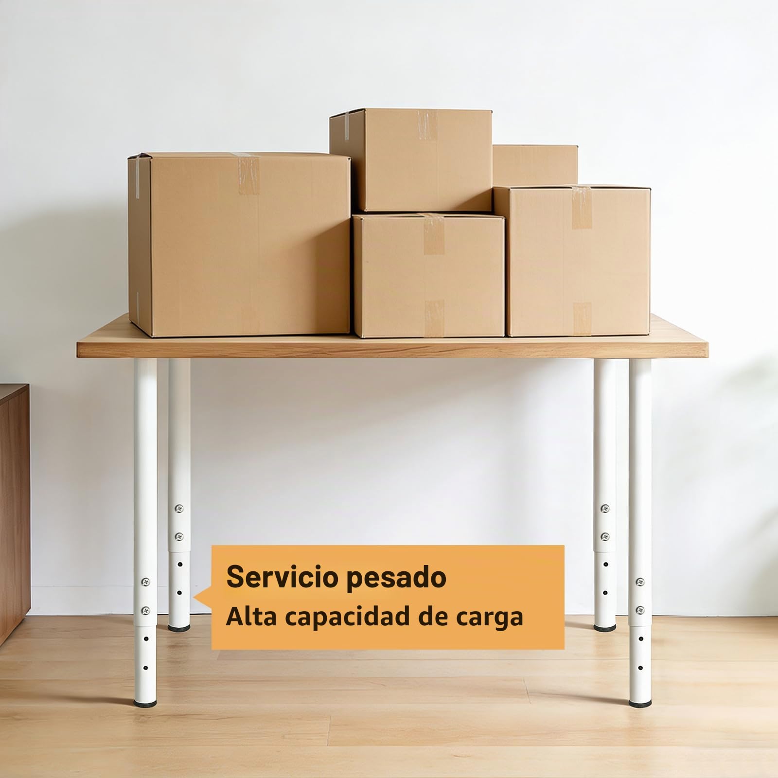 QLLY Set de 4 Patas de Mesa metálicas Ajustables, de 60 a 100 cm, para Oficina en casa, Bricolaje (Blanco)