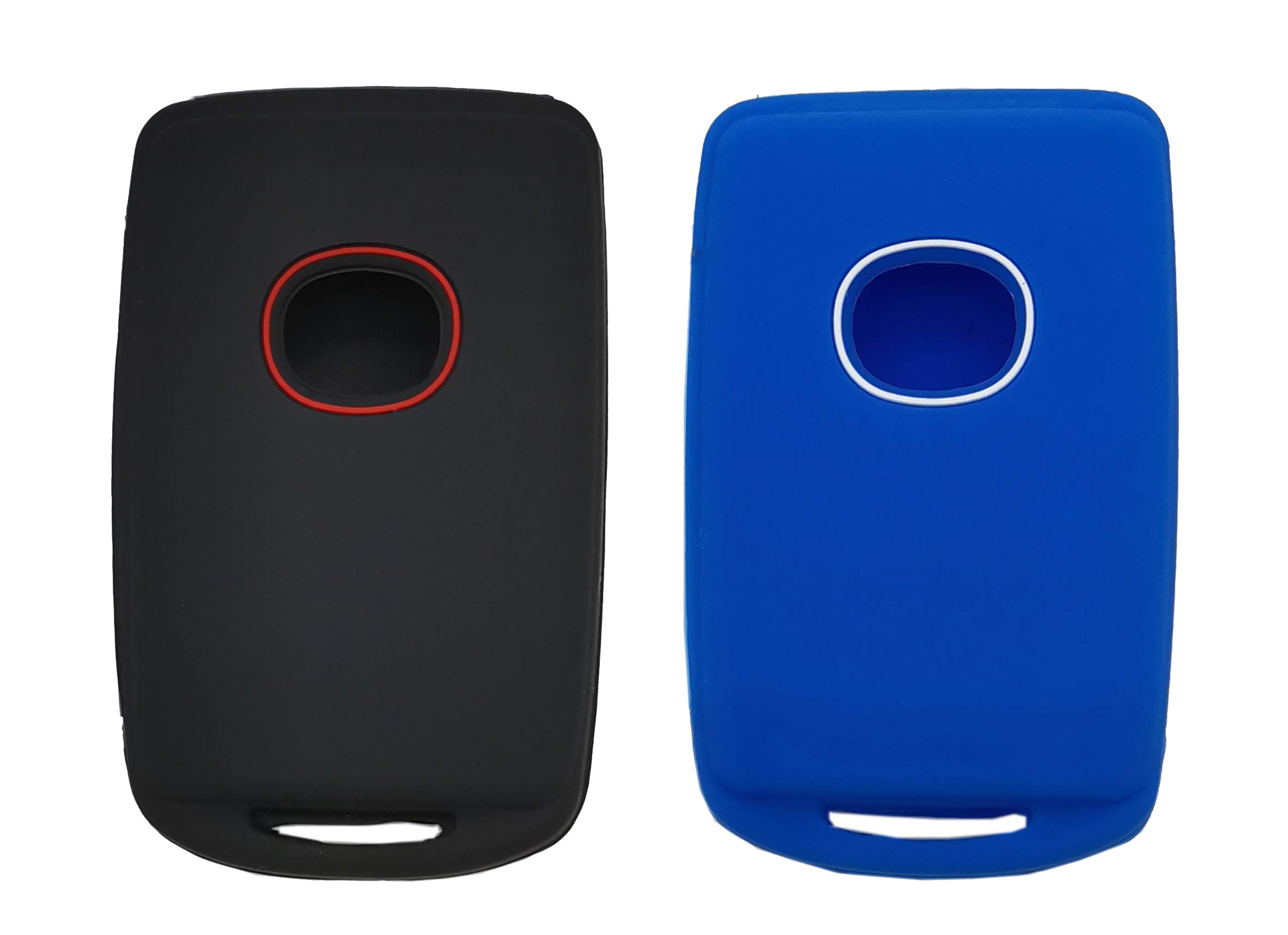 2Pcs Smart Key Fob Cover Case Protector Fit for 2021 2020 2019 Mazda 3 CX-30 CX-5 CX-9 Mazda 6 Keyless Entry Key Fob (1 Black with Red + 1 Blue)