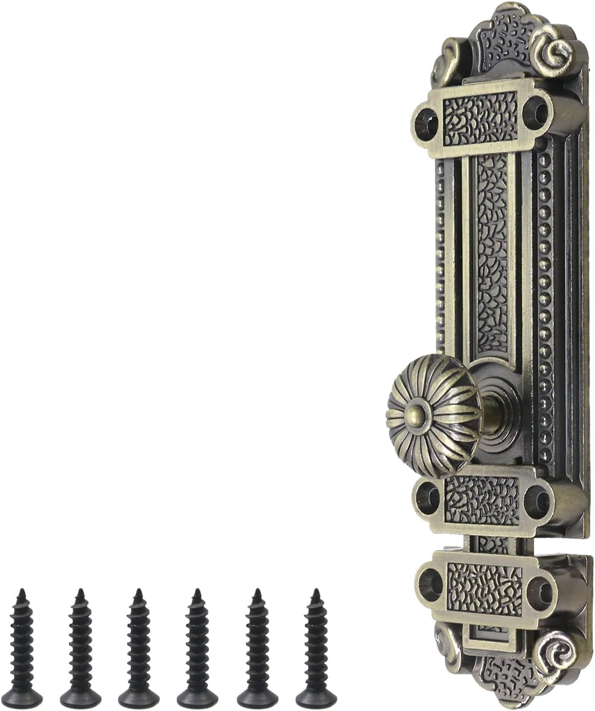 Geesatis Bronze Slide Door Bolt Gate Security Lock Latch Antique Sliding Door Window Latch, with Mounting Screws, Length 5 inch