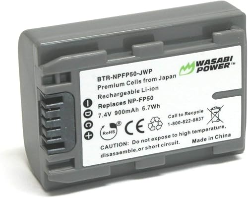 Wasabi Power Batería para Sony NP-FP50, NP-FP30 (900mAh)