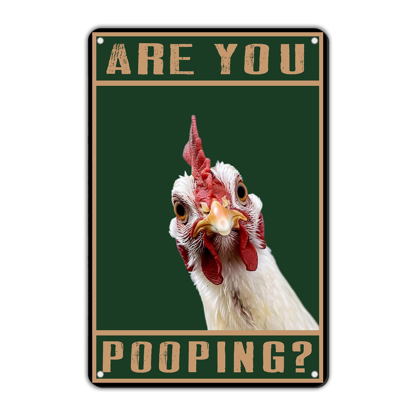 Anceky Funny Metal Tin Sign Chicken Are You Pooping Sign Retro Wall Decor for Indoor Bedroom Bar Home Yard Cafe 12×8 Inch