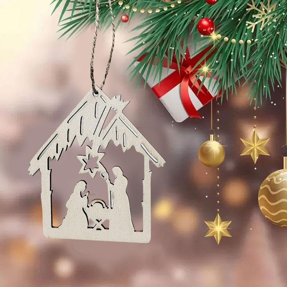 pulunto Wooden Nativity Scene Set Ornaments, Nativity