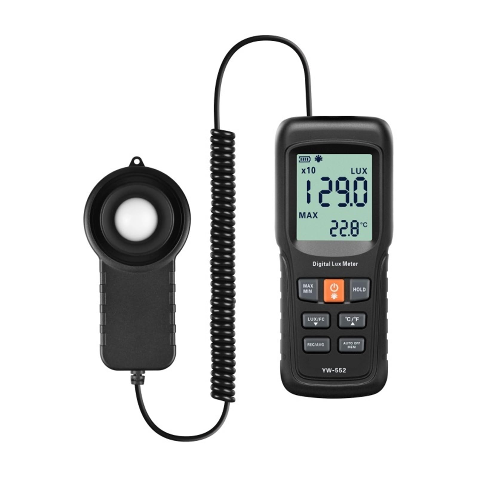 Spectrometer, Light Meter Professional LED Illuminance Auto Range Hold Luxmeter with Temperature Testing