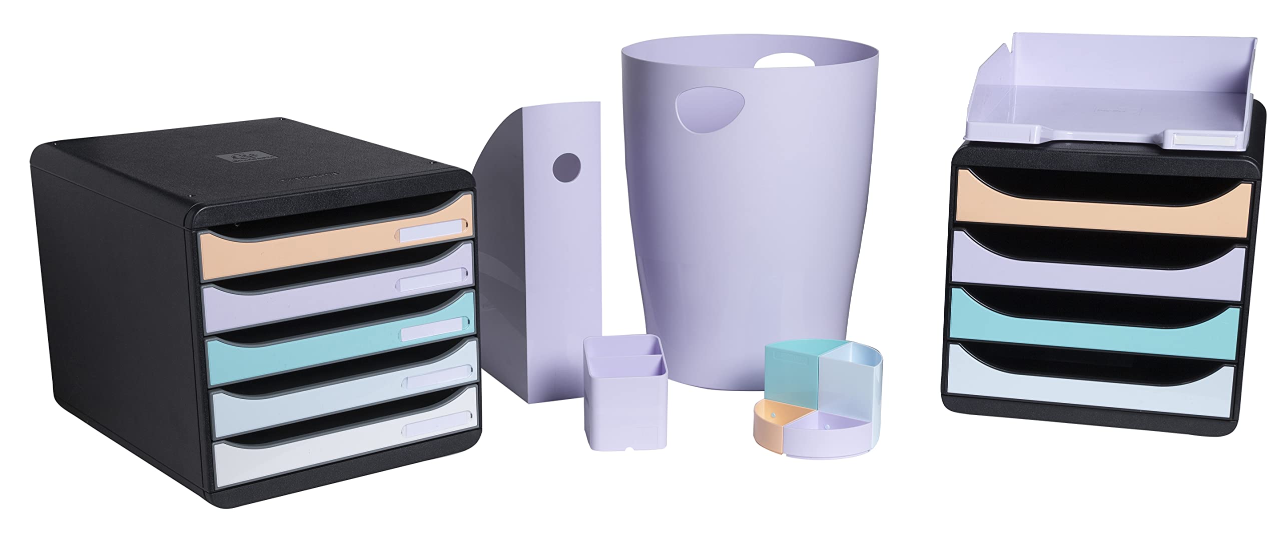Exacompta 67764D 10er Pack Stifteköcher PEN-CUBE Aquarel aus Kunststoff mit 2 Fächern für mehr Ordnung auf dem Schreibtisch Stifteköcher Stiftebox Aufbewahrungsbox Organizer lila