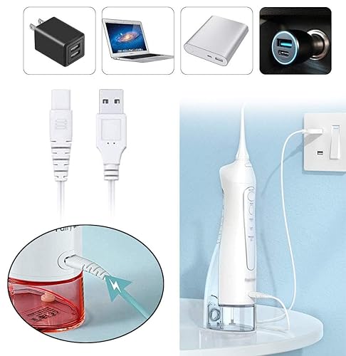 Miniatura 7 de Cable de carga USB y adaptador de cargador para irrigador bucal portátil inalámbrico compatible con Nicefeel VAVA BESTOPE Anjou Palotix Zerhunt