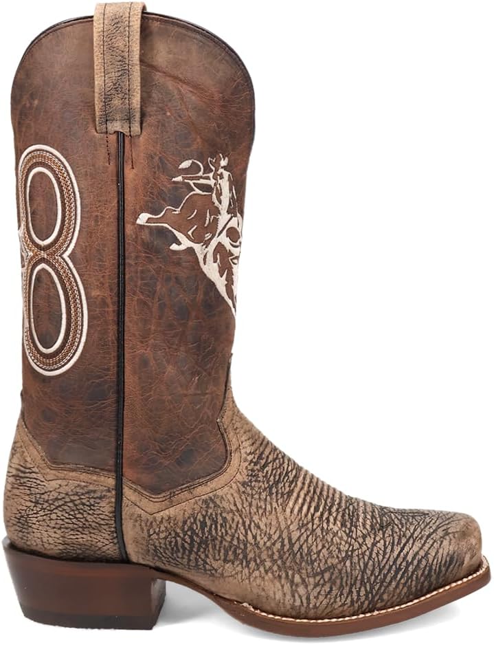 Boots Mens Mauney Embroidered Graphic Bison Square Toe Pull On Casual Boots Mid Calf - Brown