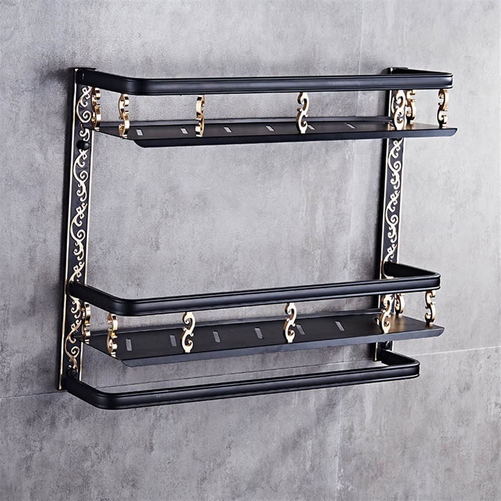 Shower Caddy Europe Classic Shelves Double Layer Rack Space Aluminum Wall Bronze Square Bathroom Shelf Storage Rack Bathroom