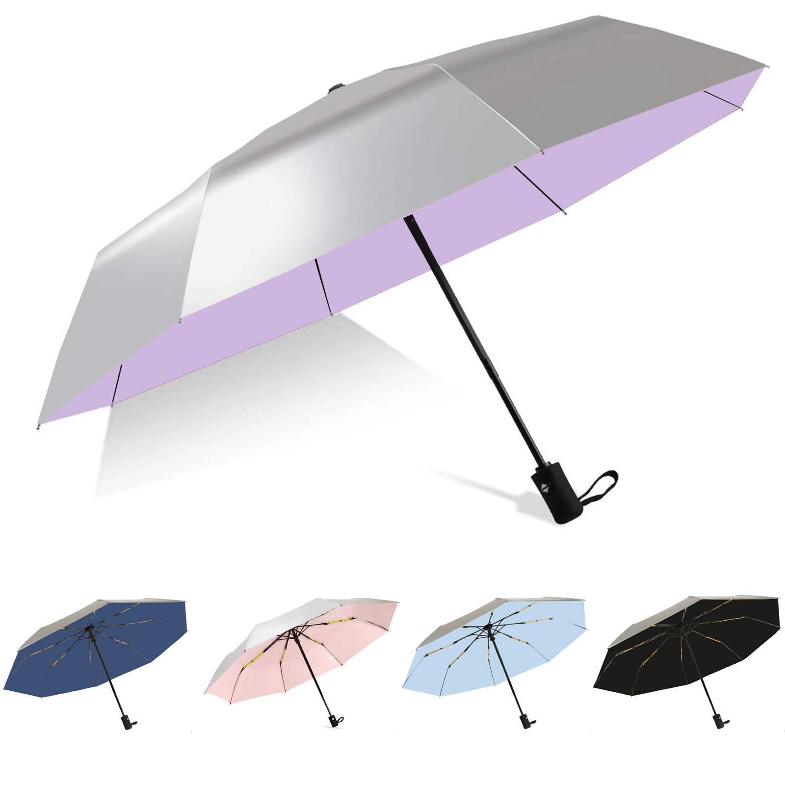 vavcktye UPF 50+ UV Umbrella for Sun Protection Windproof Sun Umbrella with Titanium Coating Compact Lightweight Folding Umbrella for Travel Automatic