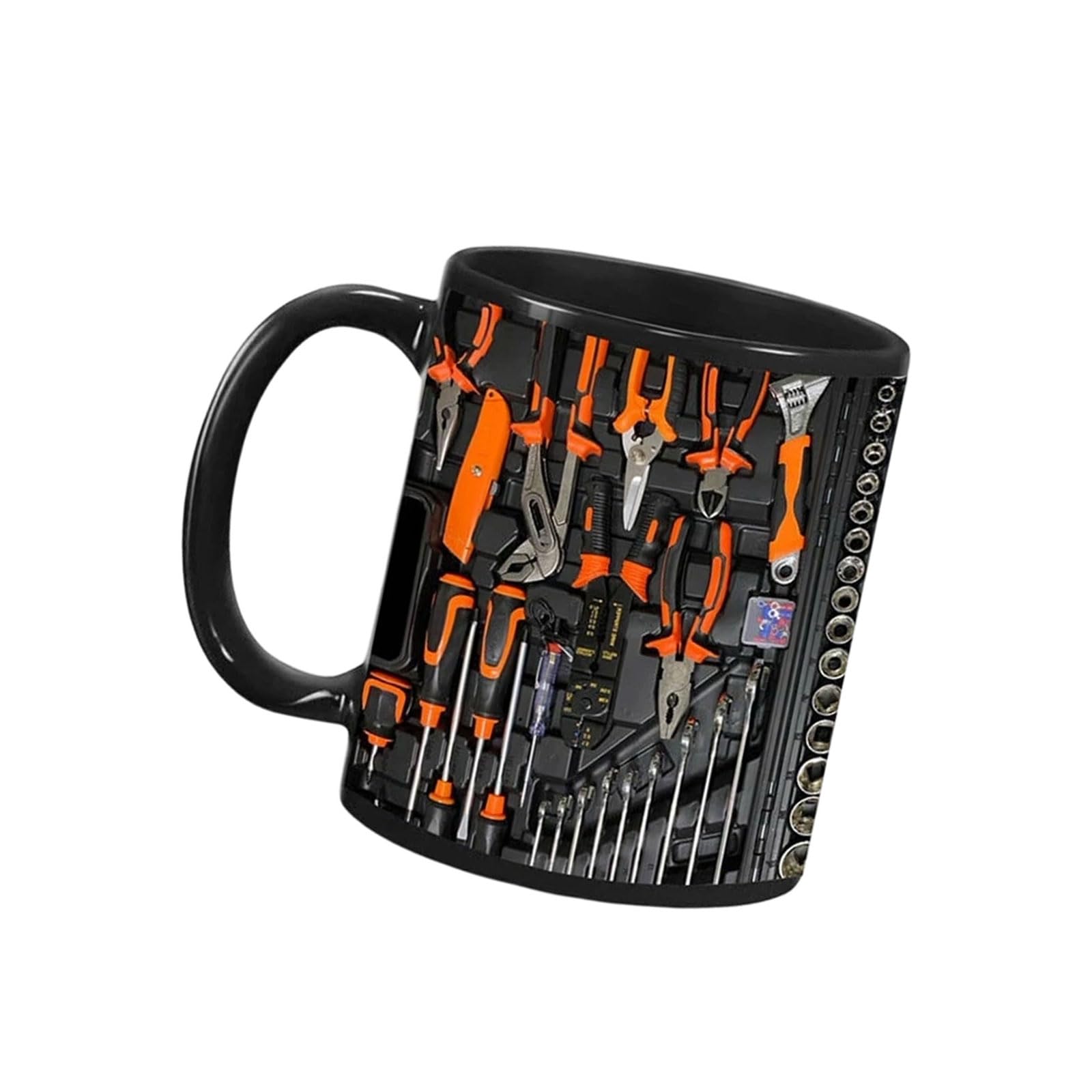 MALSSE Unique Industrial Designs Ceramic Drinking Cup for Enthusiasts Mechanics Toolbox Coffee Mug with Ergonomic Handle Kitchen Mug