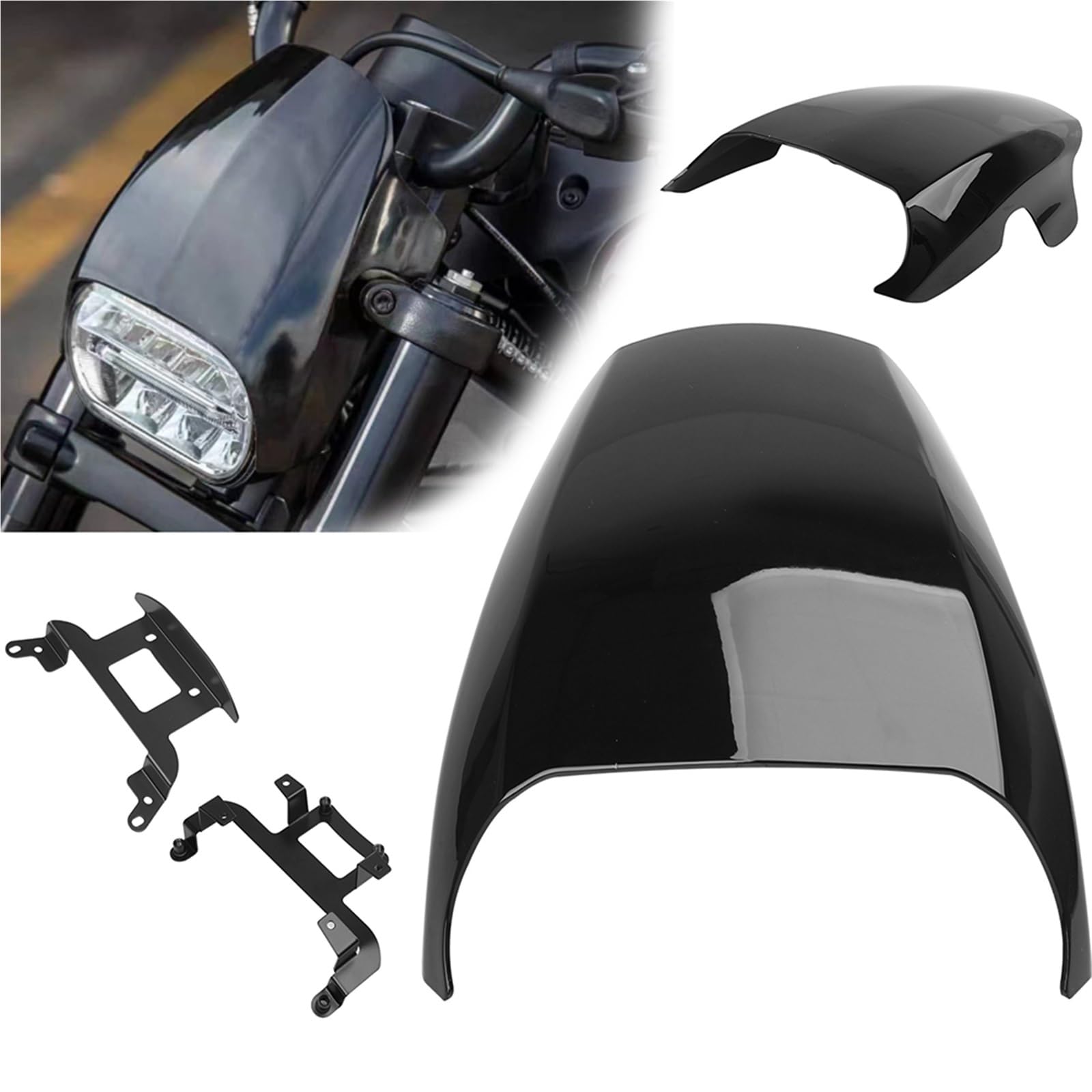 Moto Gloss Nero ABS Faro Anteriore Cowl Cupolino Copertura Per Harley Sportster S 1250 RH1250 2021 2022
