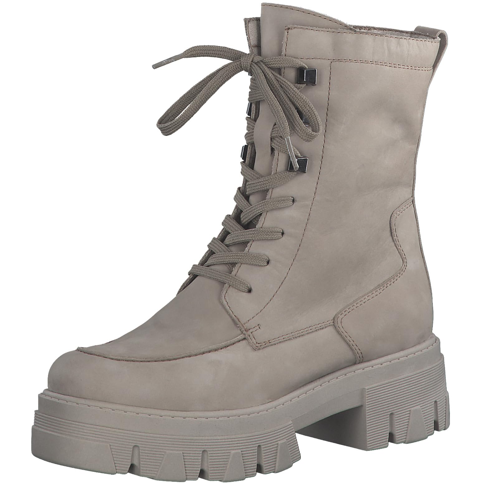 MARCO TOZZI Women's 2-25209-41 Lace Boot Flat, Taupe Nubuck, 7.5