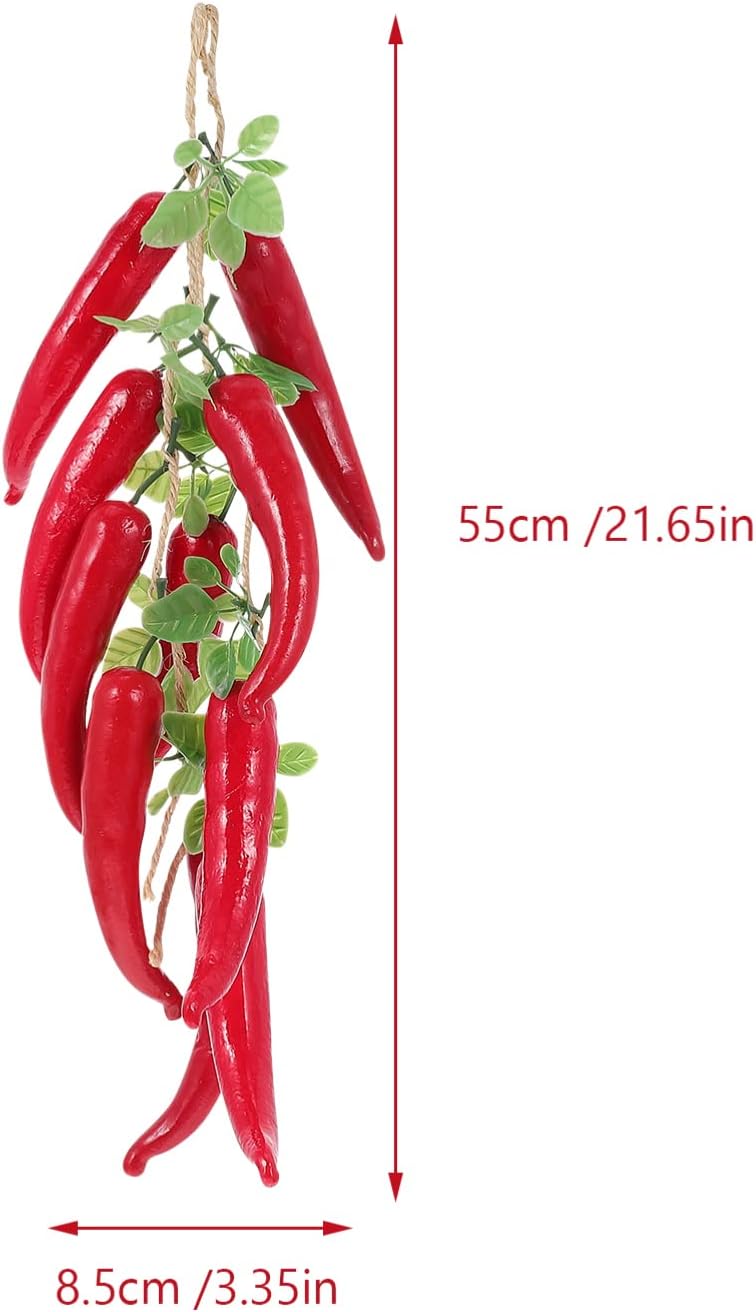 Artificial Red Chili Pepper Hanging Decor 2 Strings Realistic Faux Peppers for Home Kitchen Farmhouse Wall Decoration and Photography Props - Image 2