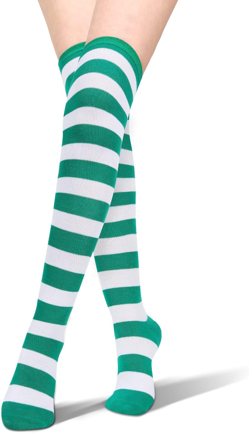 Benefeet Sox Funny Pink Striped Thigh High Socks for Women Cute Stripe Knee High Socks for Teen Girls Colorful Long Tube Sock