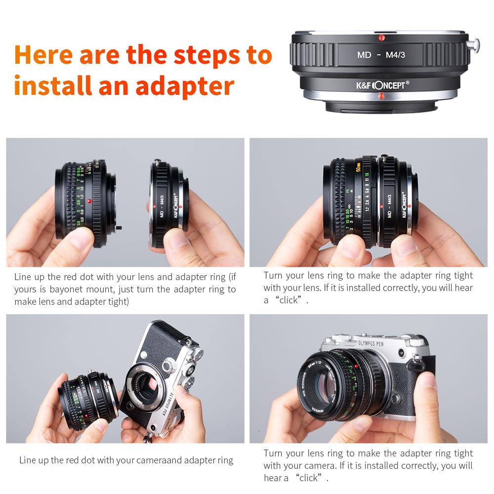 K&F CONCEPT MD - M4/3 Objektiv Mount Adapter Ring für Minolta MD Mount Objektiv auf Micro 4 3 Kamera Adapterringe Kamera Zubehör MD-M4/3