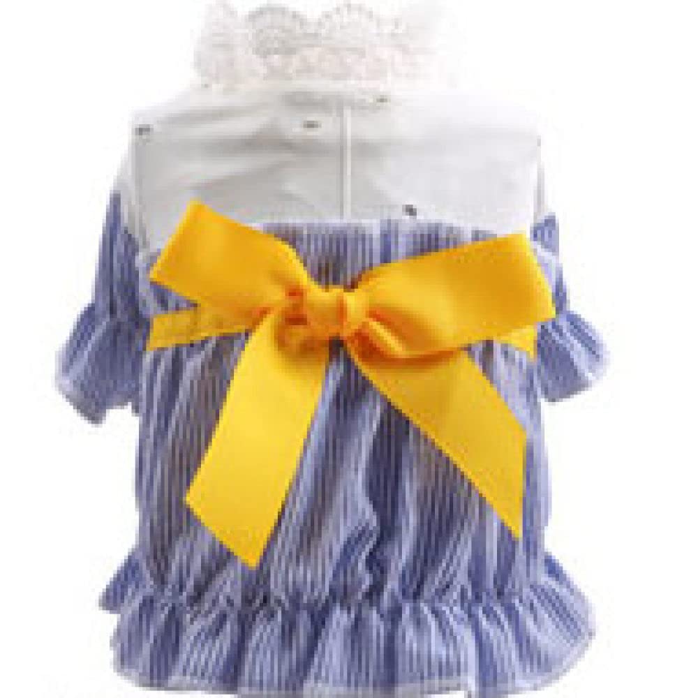 Robe d'été pour chien jaune en dentelle vêtement léger anti-frottement taille XS