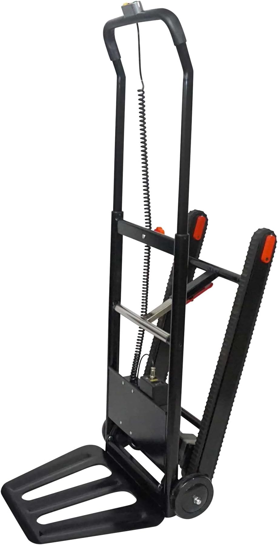 GO Portable Electric Motorized Stair Climbing Dolly with Removable Battery, with Included Bungee Cord and Anti Slip Tracks for Heavy Lifting (150lb. Lift Capacity) Black/Red