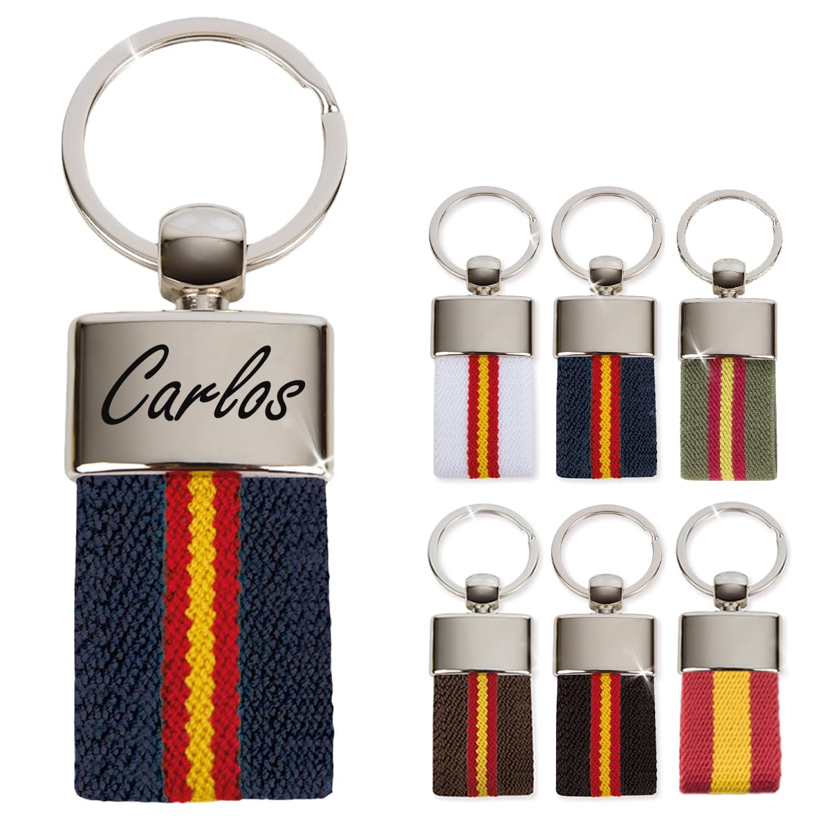 ibera gifts - Llavero Personalizado con Colores de la Bandera Española, Metal y Tela, Llaveros Personalizados y Llavero…