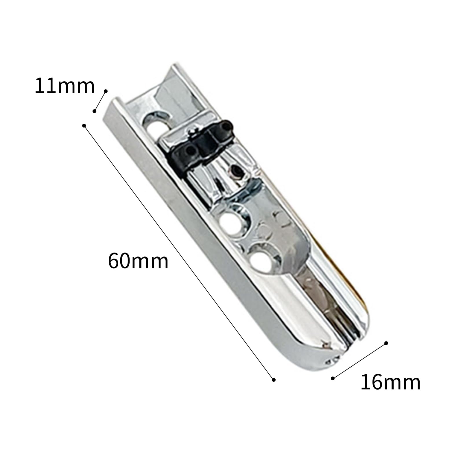 POENVFPO 4-teiliges Bassbrücken-Set aus Zinklegierung, Verstellbare Einzelreiter mit Höhenkontrolle, 60 X 16 X 11 Mm, für 4-saitige E-Bassgitarre (SILVER)