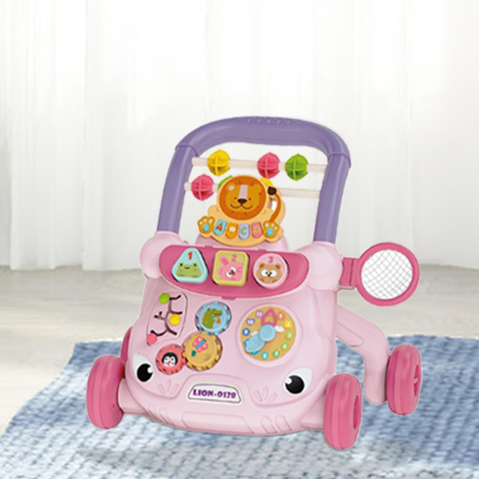 Giocattolo Multifunzionale per La Prima Infanzia con Funzione di Spinta, Pannello Interattivo, Centro Attività per Bambini, Struttura Stabile, Rosso, Taglia unica
