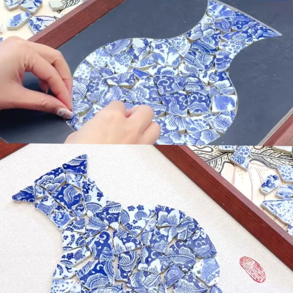 Yuvori Mosaïque Feuilles Céramique Irisée Arc-en-Ciel – 0,5 Kg Mix Tailles Pour DIY Salle De Bain, Cuisine, Jardin
