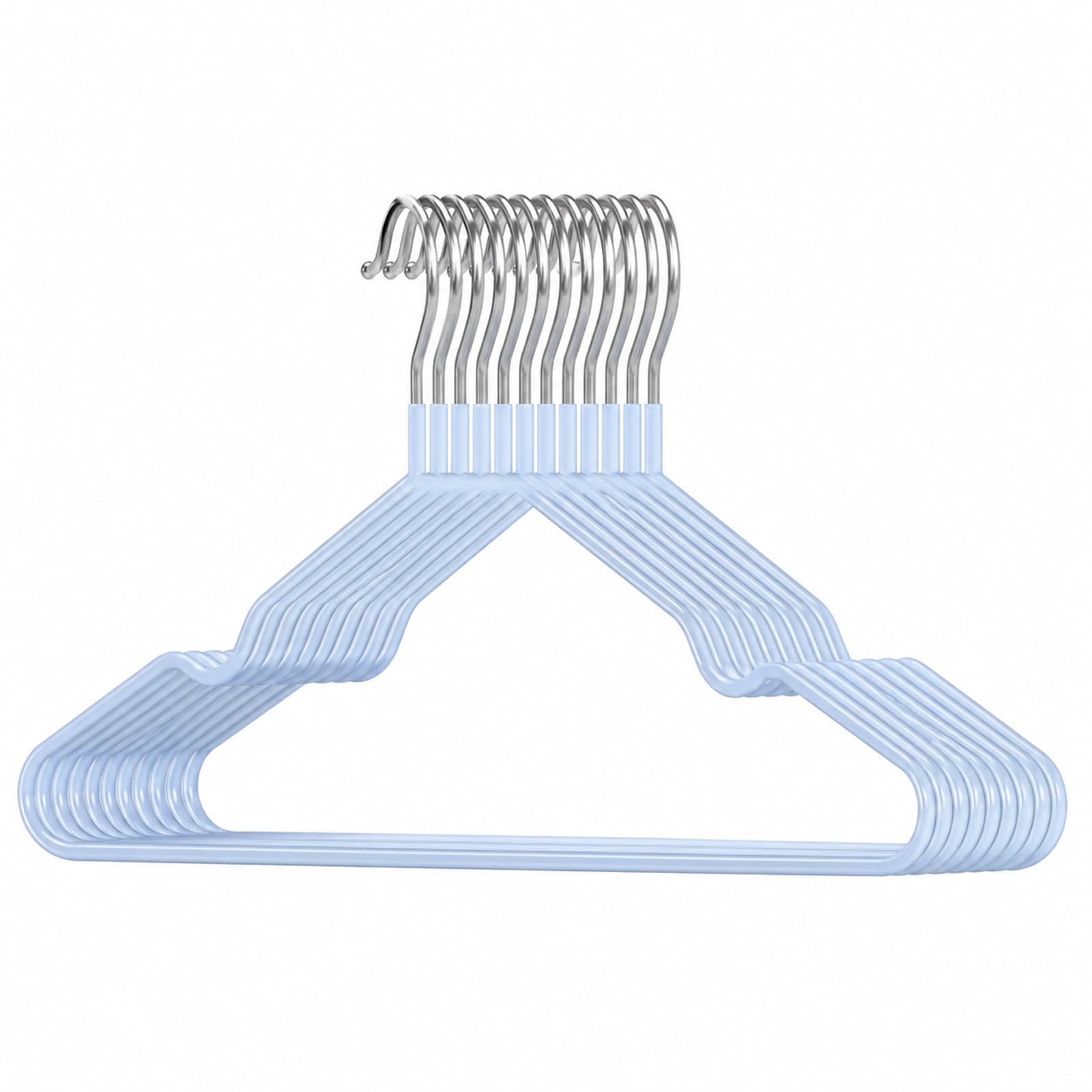 Pack Non Slip Rubber Coated Metal Hangers, Heavy Duty Space Saving Organiser Clothes Hangers for Wardrobe Coat Rack Rail Thin hanger (20, Blue) — image 1
