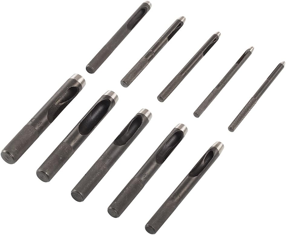 10pcs Leather Craft Steel Metal Hole Punch Hollow Punch Set