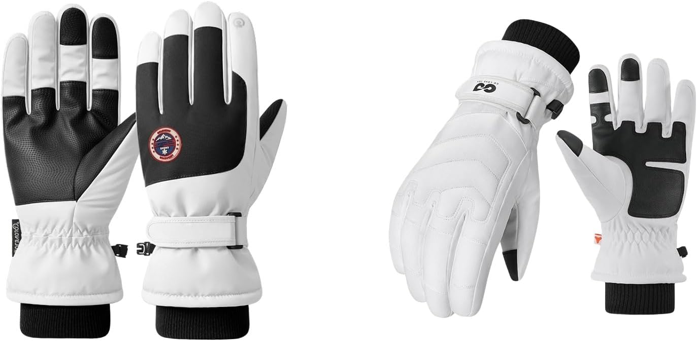 2 Pair Waterproof Ski Snow Gloves for Men Women & Youth Windproof Winter Warm Glove for Skiing, Snowboarding, Snowmobile, Ice Scraping, Touch Screen Hand Warming Gloves Cold Weather Ski Trip Essentia