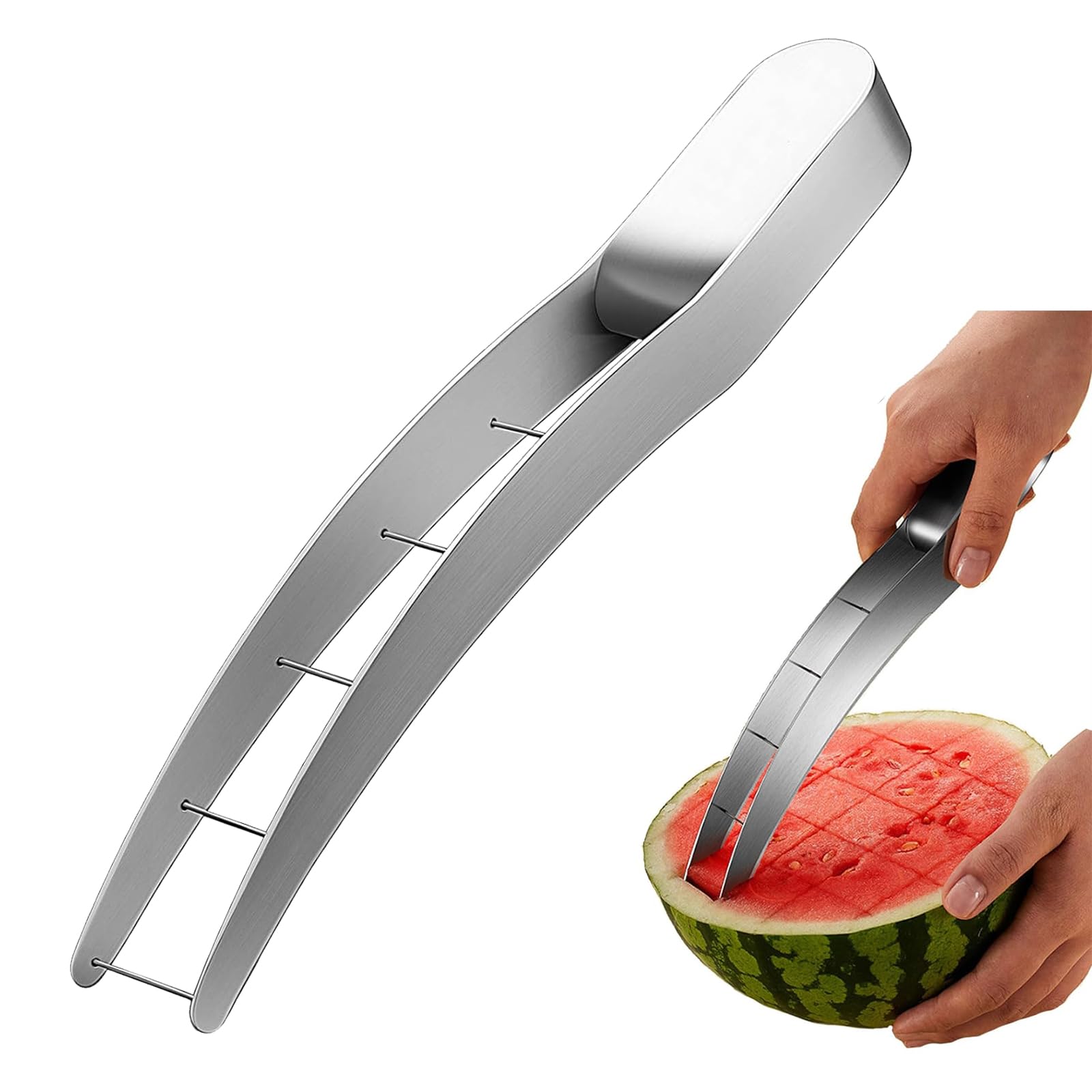 Watermelon Slicer,Home Stainless Steel 2 in 1 Portable Watermelon Knife,Home Party Camping Fruit And Vegetable Gadget Kitchen Accessories