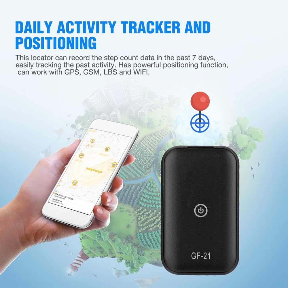 Tracker Bambini anziani Sicurezza Location Tracker Anti smarrimento SOS Posizionatore di allarme Smart APP Localizzatore auto in tempo reale Supporti e modalità di (GF21)