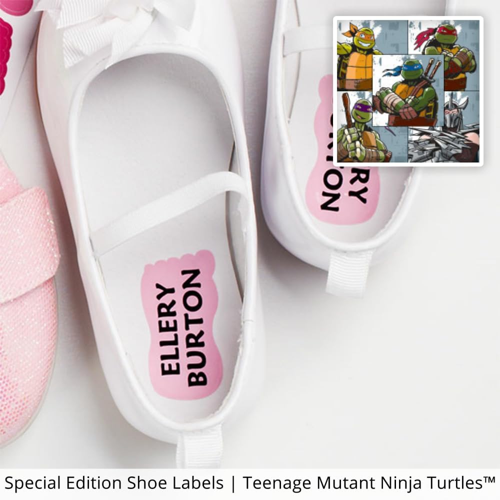 Oliver's Labels Teenage Mutant Ninja Turtles™ Theme Shoe Labels - Custom Name Stickers for Shoes, Waterproof & Durable, No-Fade, Sweatproof