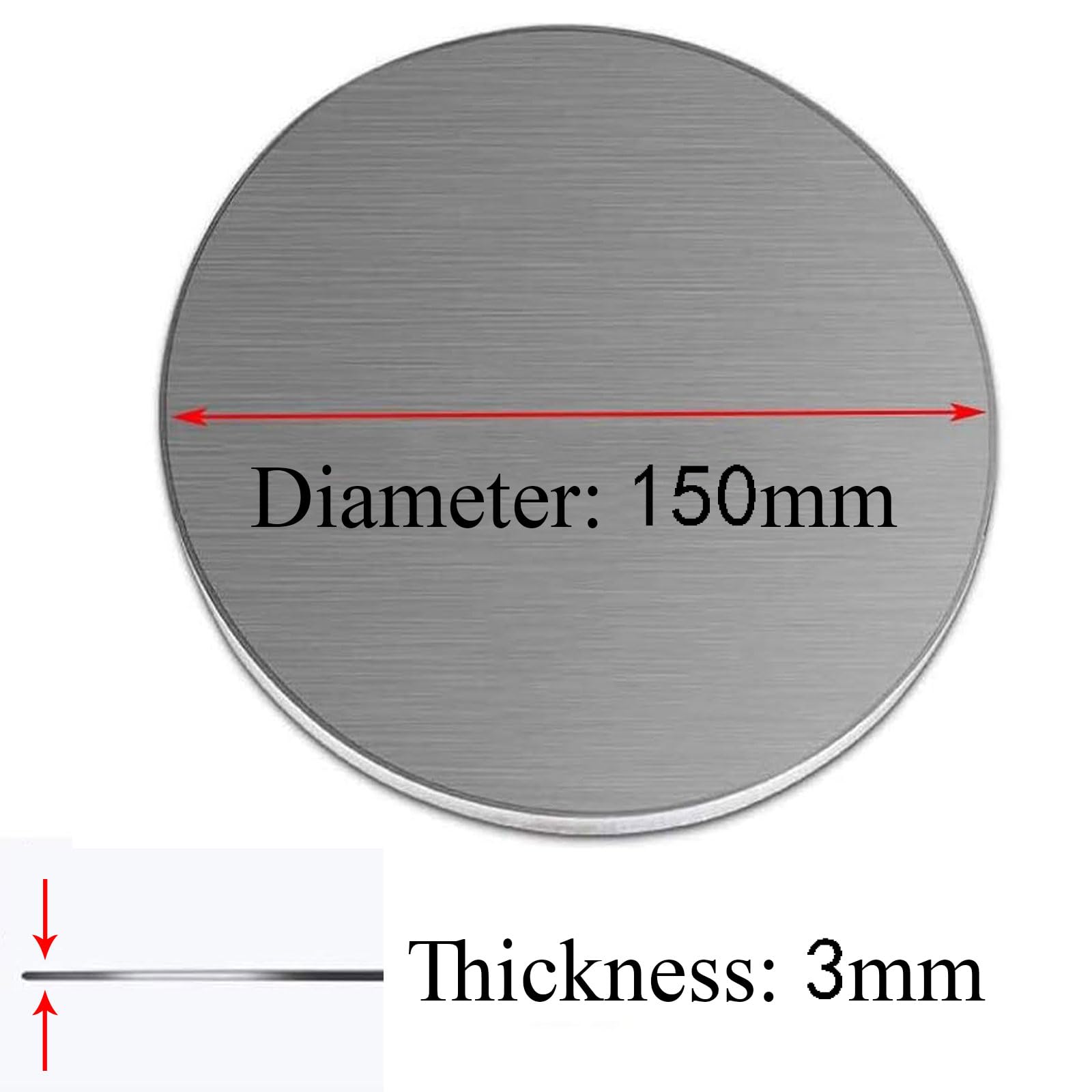 2 Stück runde Scheiben aus 6061 Aluminium – 3 mm dick, 100–300 mm Durchmesser, leichte Metallplatten for Industrie- und Heimwerkerprojekte(150mm)