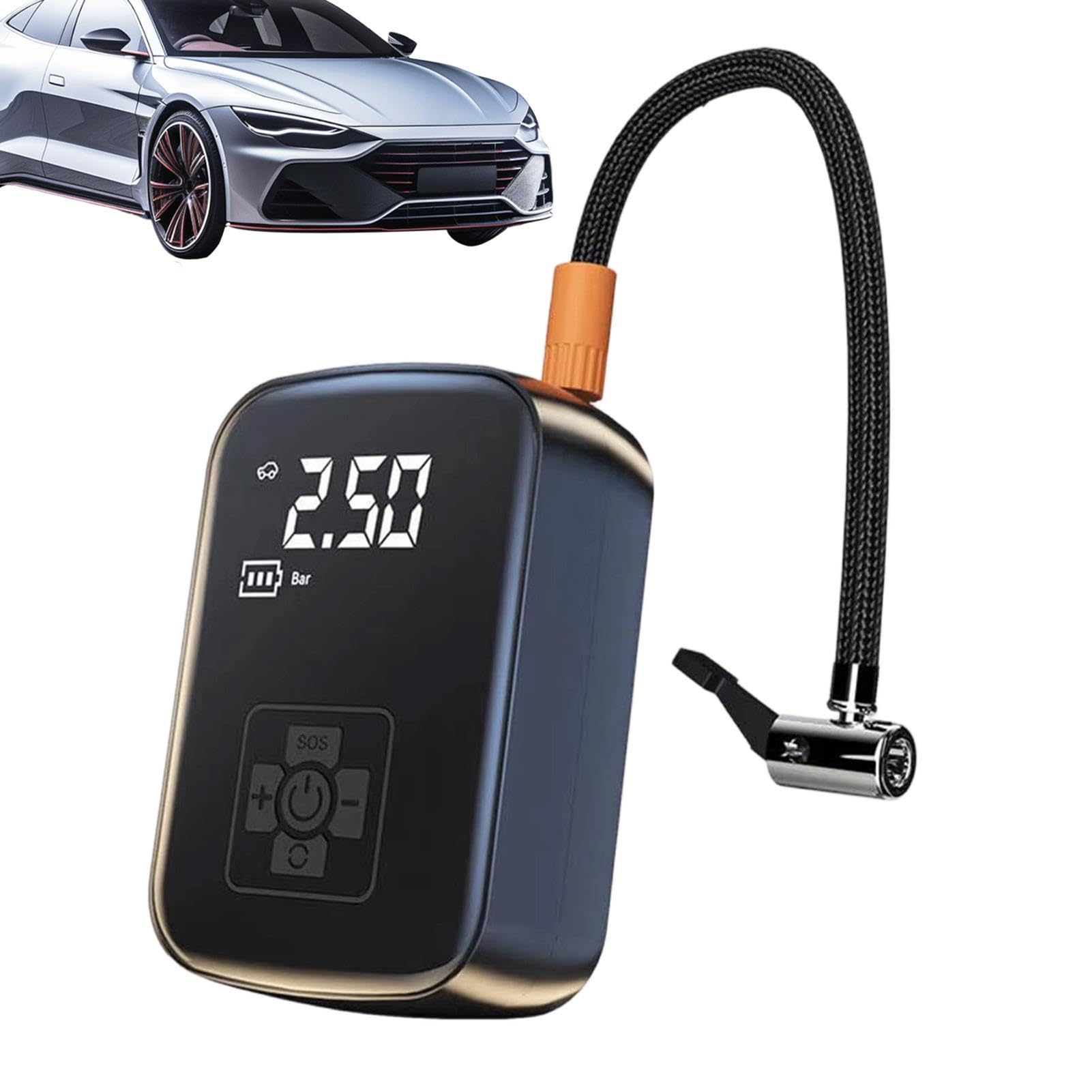 Générique Mini automatyczna pompa do opon z manometrem | Przenośna sprężarka powietrza do opon samochodowych do samochodów motocykl rower nadmuchiwane balony boje basen zewnętrzny