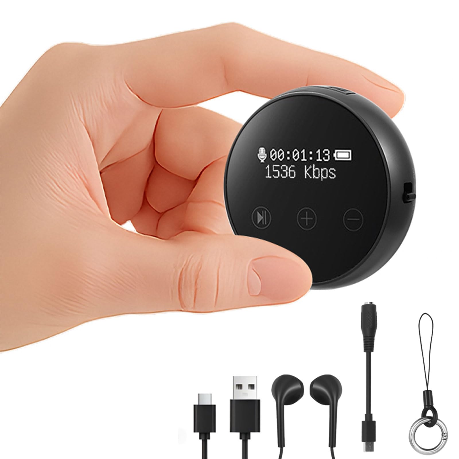 Registratore vocale 64G, 1536 Kbps, registrazione one-touch, controllo vocale, dispositivo di registrazione audio, 35 ore di registrazione, riduzione del rumore, registratore vocale portatile per