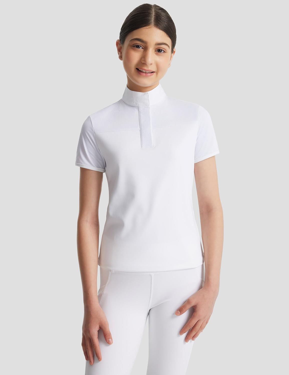 FitsT4 Sports Girls Equestrian Show Shirts Short Sleeve Horse Riding Shirt Button Up Performance Shirt Rider Top - Image 4