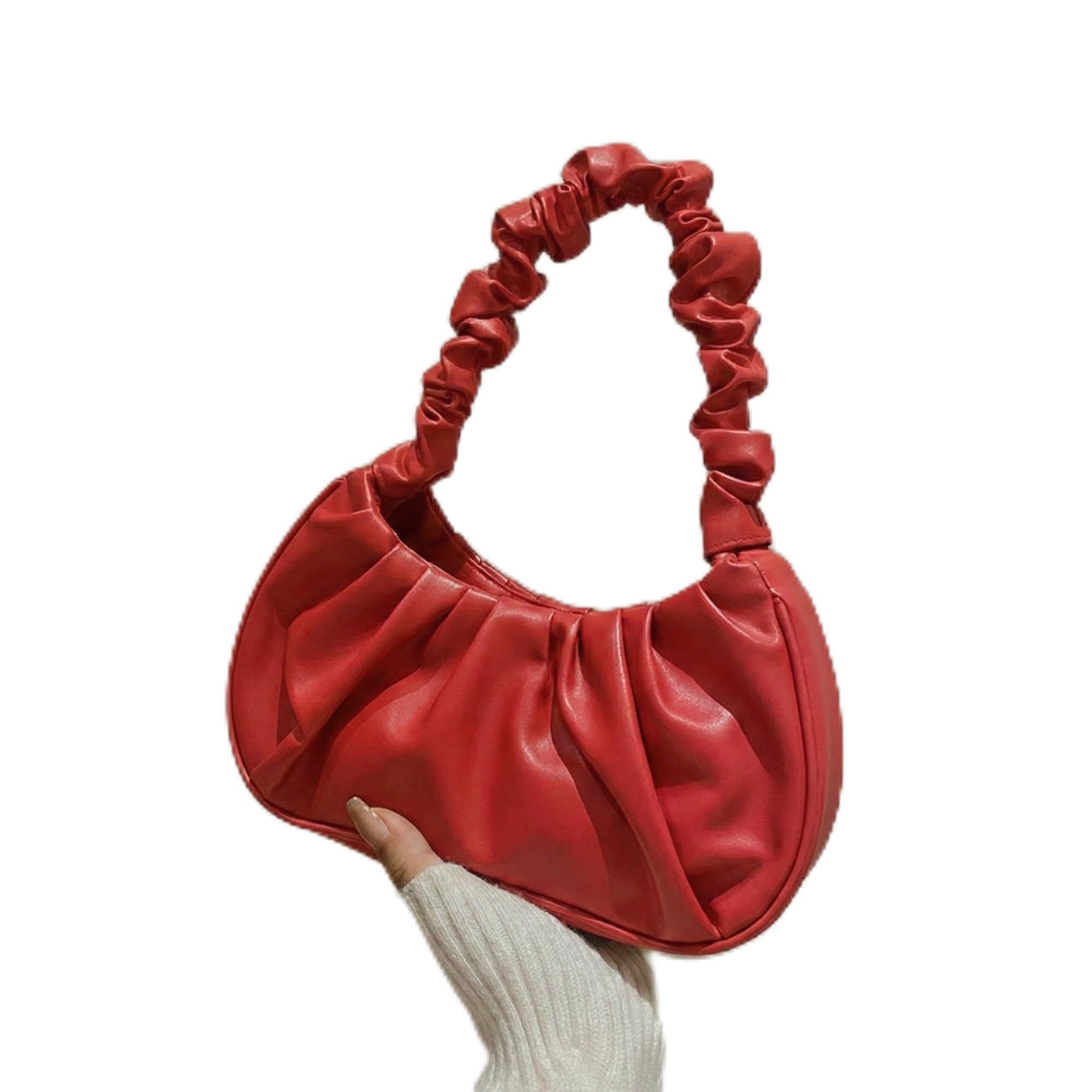 Kraptick Women’s Ruched Cloud Bag – Trendy Korean Style Pleated Hobo Handbag | Soft PU Leather Dumpling Shoulder Bag for Girls & Ladies | Chic Aesthetic Purse for Party & Casual Wear