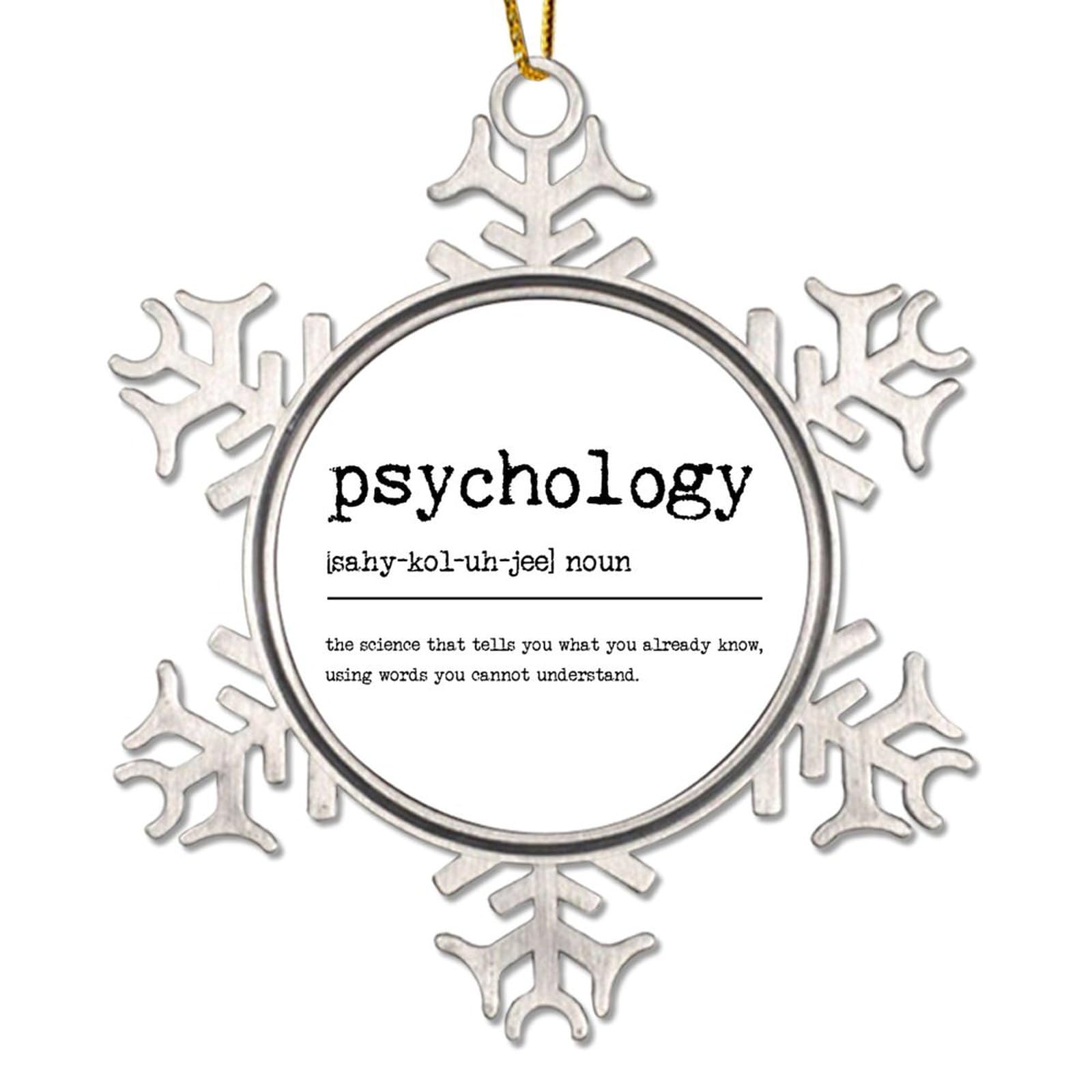 Podbyyou Psychology Christmas Ornaments - Christmas Snowflake Ornament - Definition Snowflake Metal Ornament Xmas Keepsake Dictionary Word Meaning Xmas Tree Decorations