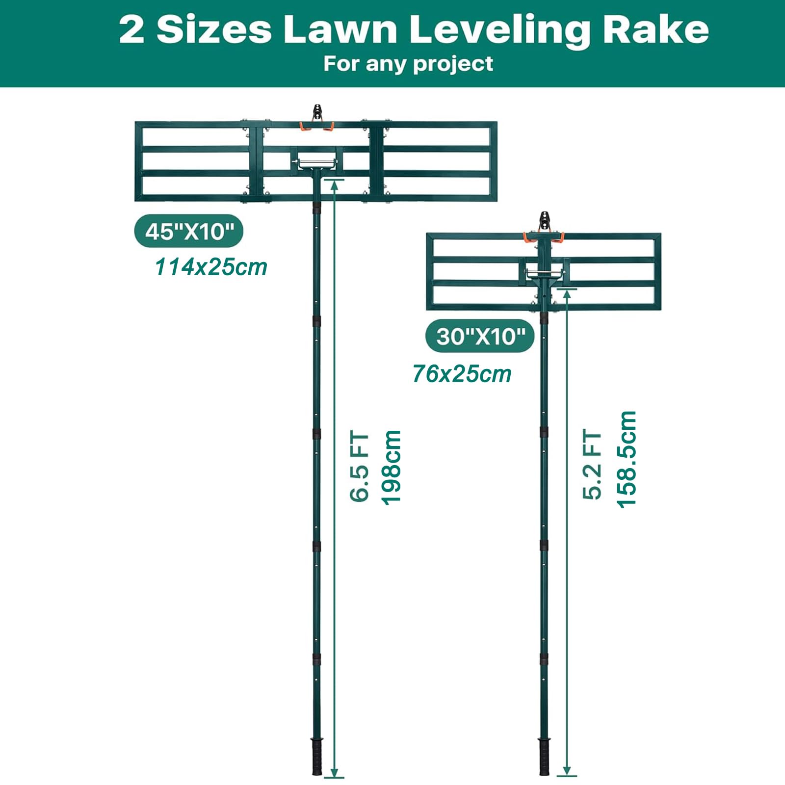 Rastrello Livellatore per Prato 76x25cm: JanTeelGO Rastrello Erba Sintetica con Gancio a Parete - Rastrello Livellatore per Terra Professionale per Giardino,Campo da Golf,Fattorie