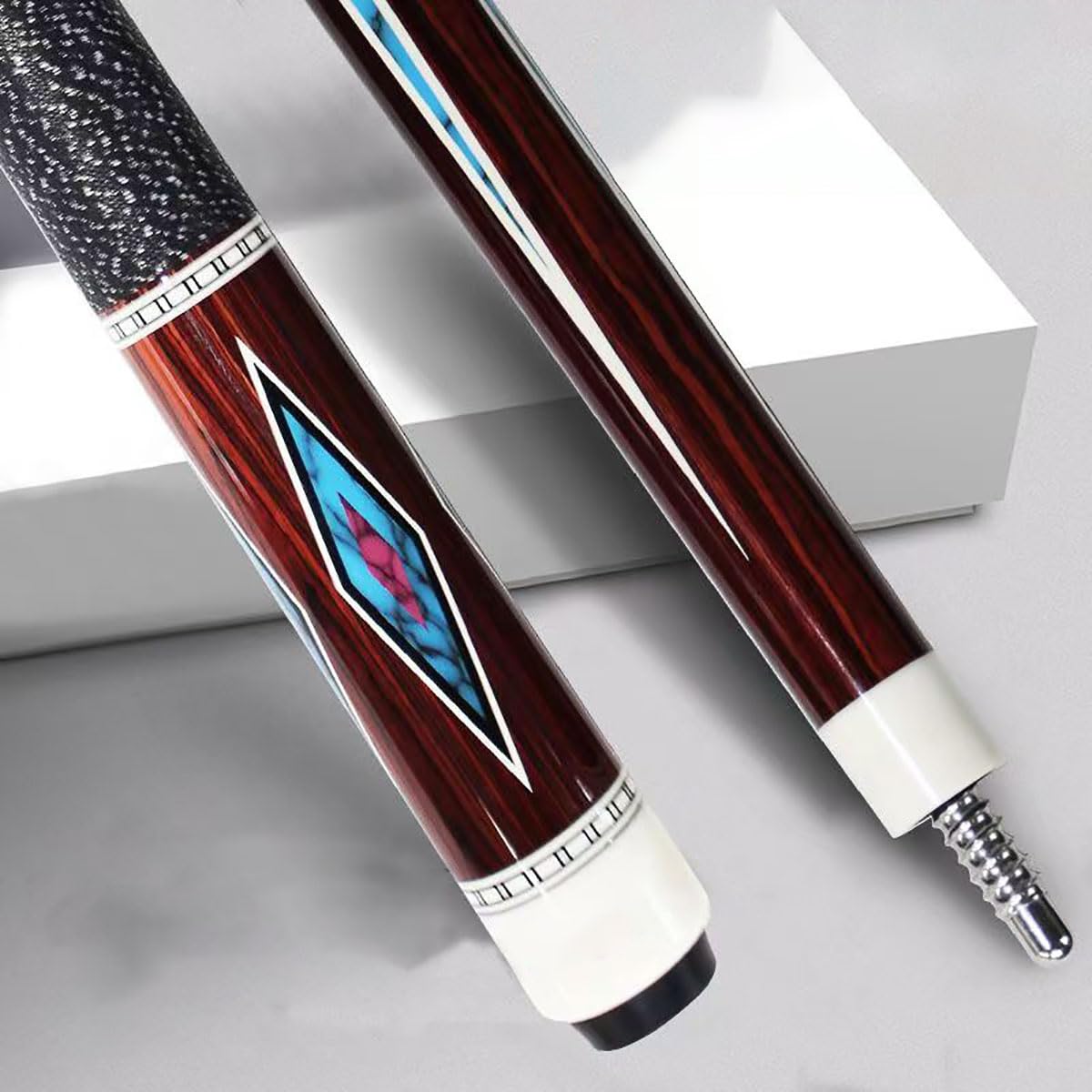 Stecca da biliardo in fibra di carbonio, 147,3 cm, professionale, 538,6-567 g, regolabile, punte da 12 mm, colore: rosso
